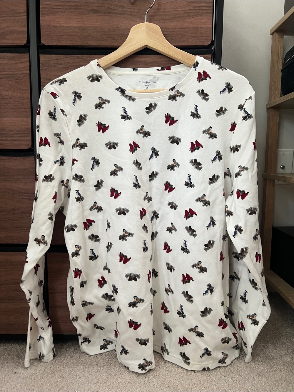 Croft & Barrow Birds Holiday Christmas Long Sleeve Shirt